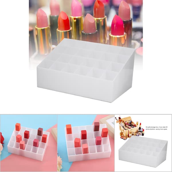 24 Gitre Læbestiftholder Display Stand Kosmetisk Organizer Makeup Opbevaringsboks (Hvid)