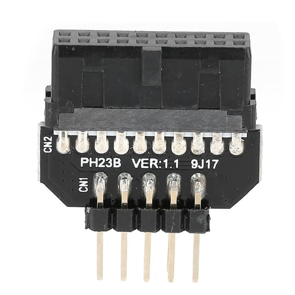 USB 3.0 19-ben til USB 2.0 9-ben frontpaneladapter, bundkortstik, plasthus, sort, til pc-kabinet