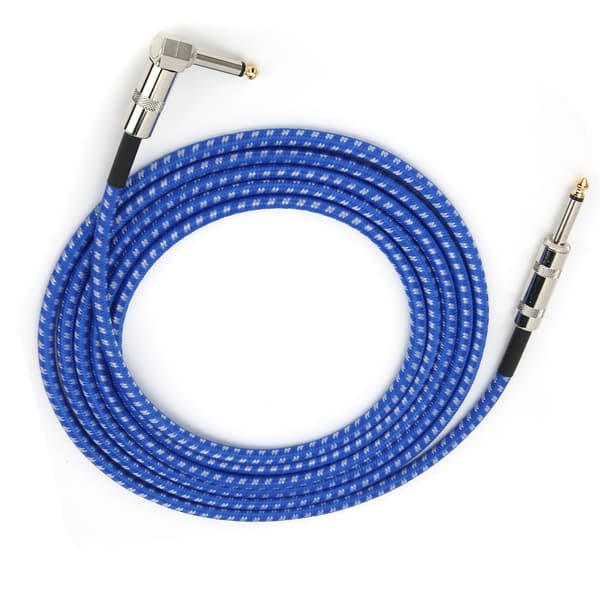 6,35 mm OFC Instrumentkabel Brusfri Blå och Vit 3m för Gitarr Bas Mikrofon Keyboard 1-pack