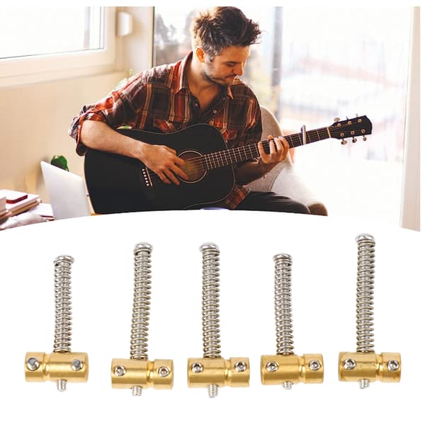 5-pack retro basgitarrstallar, mässingskompenserade för förbättrad resonans, passar standard basgitarrhårdvara
