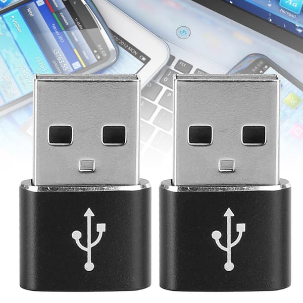 2-pak aluminium USB C til USB-adapter, sort, til opladning og datasynkronisering
