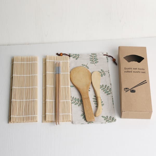 100% Bambu Sushi Kit Rullmattor Risspade Rispridare Ätpinnar