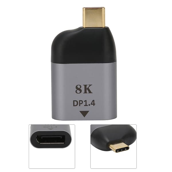 USB C til DisplayPort-adapter, kompakt metalkonnektor til Windows, Android og Mac OS X