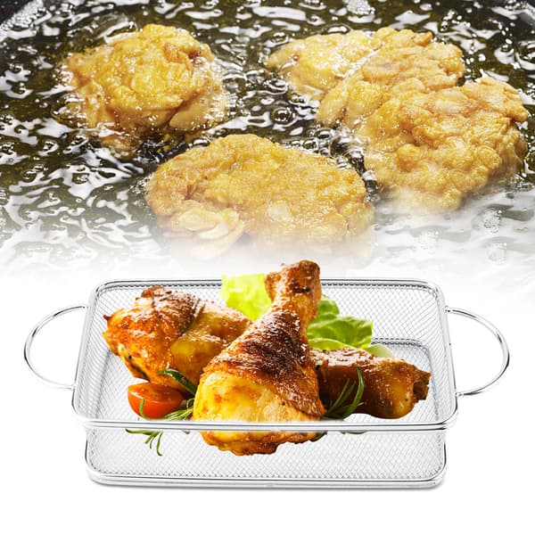 Friturekurv i rustfrit stål Multifunktionel netfriturekurv (27*12*6cm)