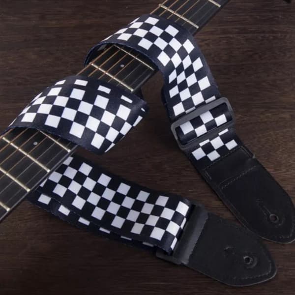 3 st gitarrremmar Universalbälte Polyestertryck PU-läder för Ukulele Folkelektriska Gitarrer