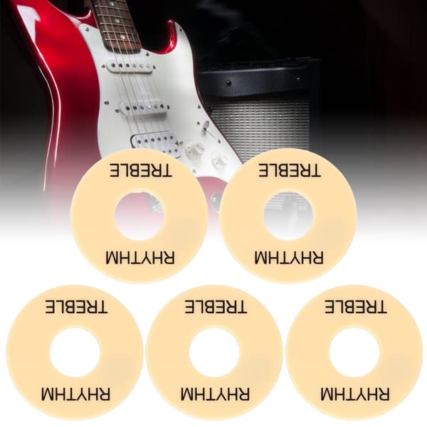 5-pack elgitarr vippströmbrytare bricka plast gitarrdelar 44 mm diameter GN602 svart text