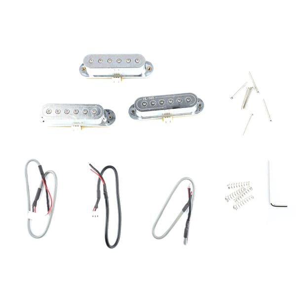 3-pack elgitarr-pickup 48/50/52 mm passiv design single-coil brusfri silver gitarr-pickup-kit