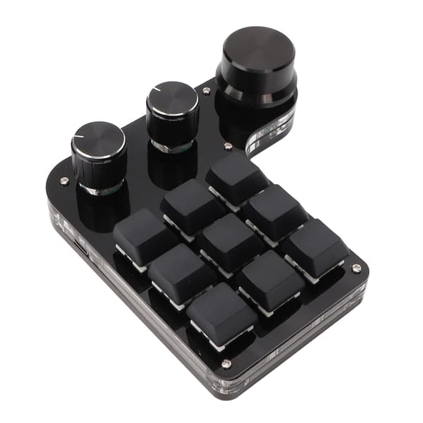 RGB Baggrundsbelyst Mini Makro Pad 9 Taster 3 Knapper Blå Switch USB Programmerbart Gaming & Kontor Tastatur