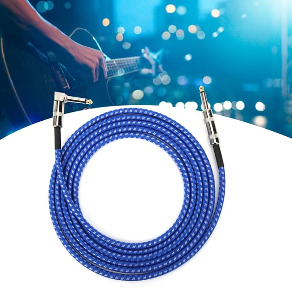 6,35 mm OFC Instrumentkabel Brusfri Blå och Vit 3m för Gitarr Bas Mikrofon Keyboard 1-pack