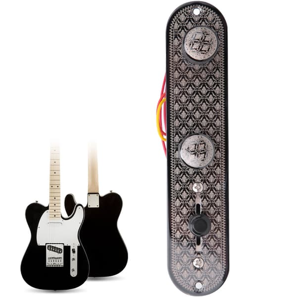 1x Förkopplad Kontrollplatta i Stål Gitarrdel för Elgitarr med Ratt & Strömbrytare GE203