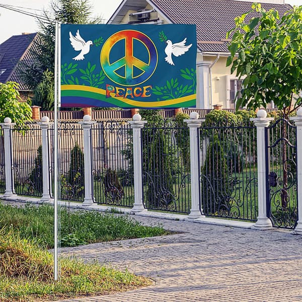 Verdensfredsflag 90 x 150 cm Stort Polyester Fredsflag til Baghave Have Legeplads