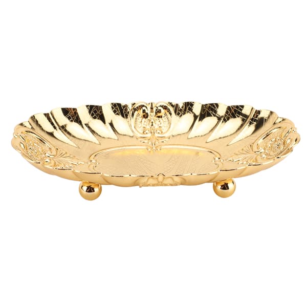 Oval Metall Serveringsbricka Liten Fruktskål Snackfat Buffé Bakverk Server S (15.2x8.8x3.1cm)