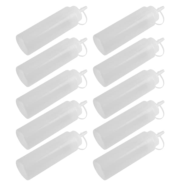 240 ml 10 stk./sæt plastikkrydderidispenser til sauce, olie, fløde, eddike (hvid)