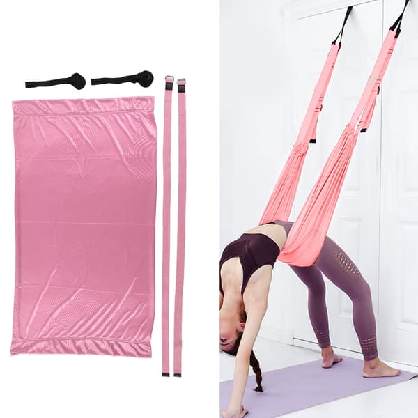 Rosa Aerial Yoga Hängmatta Inversion Ben Split Stretch Tränare Vikbar Elastisk Inomhus