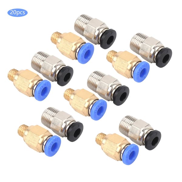 20 stk. lige pneumatisk fitting Push Connect til Bowden Ex 3D-printere PC4-M10/PC4-M6