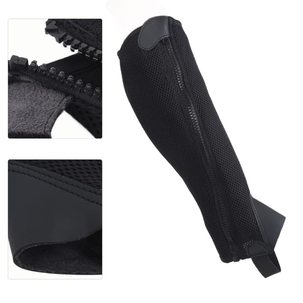2-pack svarta mesh-halvchaps för barn – flexibla ridbenskydd, hästskydd