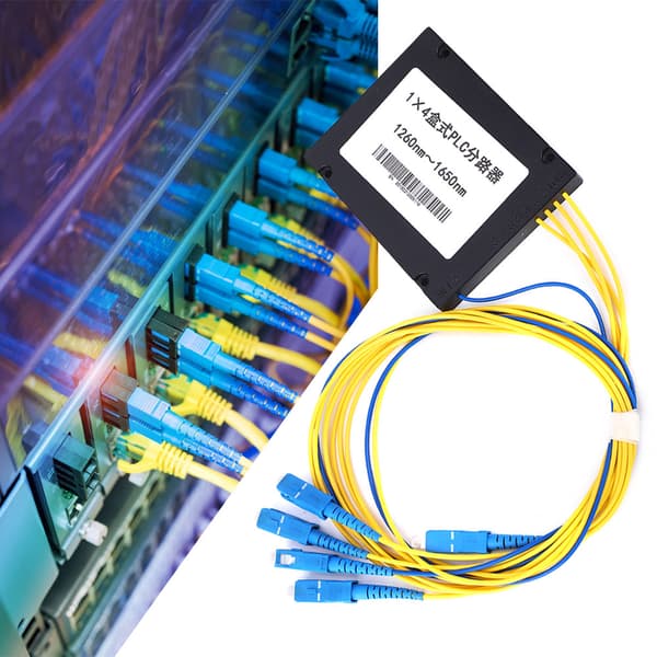 PLC Fiber Splitter Single Mode Lav Indsættelsestab 1X4 SC/UPC Interface til Hjemmekabling