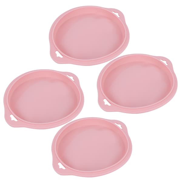 4 st silikon kakformar, rund bakform brödform bricka nonstick bakform rosa L
