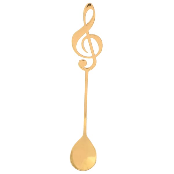 Dessertskefuld i rustfrit stål med musiknote til kaffe og omrøring (guld)
