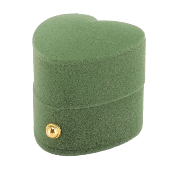 Grön sammet hjärtformad ringask för frieri, elegant presentask för bröllop och förlovning