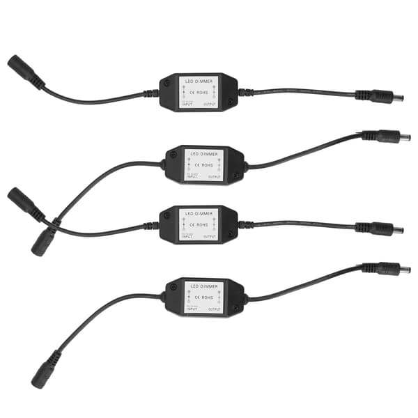 4 stk. 12V LED Lysstyrke Dæmper Lampe Trinløs Dæmpningsknap Controller Tilbehør Sort