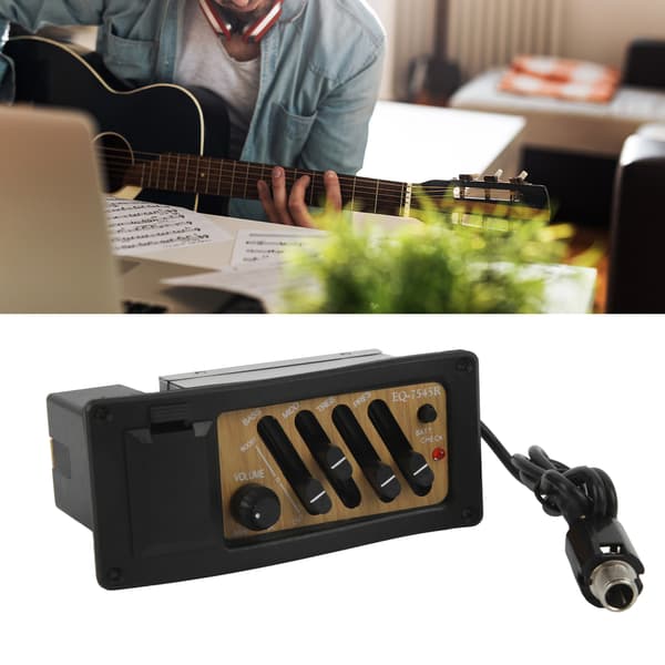 Akustisk Guitar Piezo Pick-Up Pre-Amp 4-Bånds EQ Equalizer System Trækornsfarve 7545R