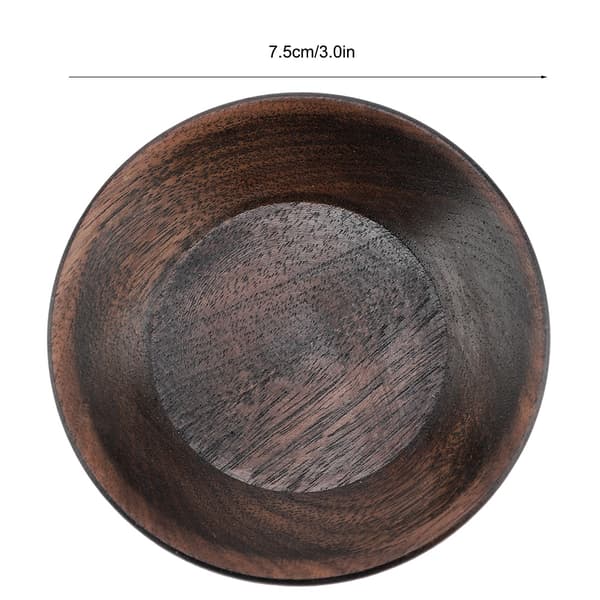 Solid mörk träfruktbricka rund matserveringsbricka te dessert tårta tallrik (7,5 cm)