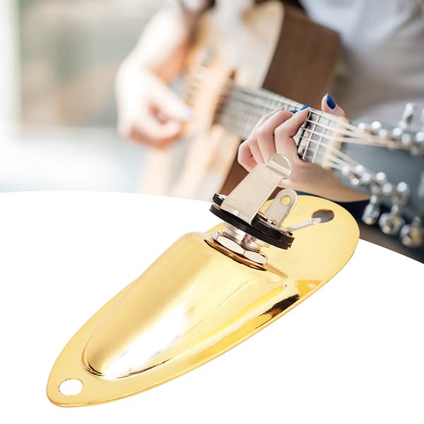 Båt Gitarr Utgångsjack Guld Metallplatta Kit för Elgitarr Bas Sidomonterad Std Storlek med 1 Jack 6 Skruvar 2 Spännen 2 Dynor 2 Spolar 2 Brickor
