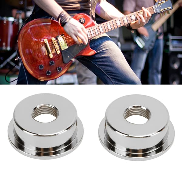 2 st TL elgitarr rund metall elektrosocket jackplatta med monteringsskruvar silver