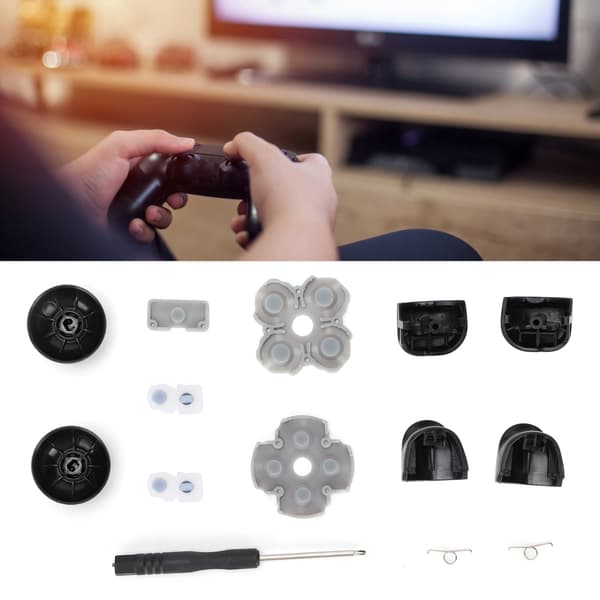 PS5 Controller Reparationssæt med Ledende Gummipude, Joystick 3D-hætter og L2/R2-knapsæt