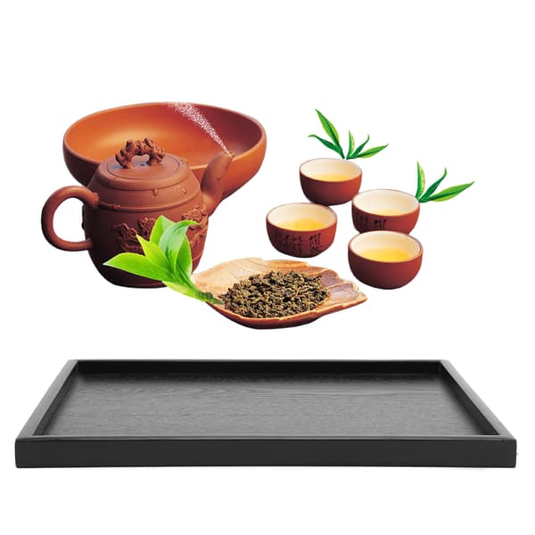 Rektangulär form massivt trä te kaffe mellanmål mat måltider serveringsbricka tallrik restaurangbrickor #4