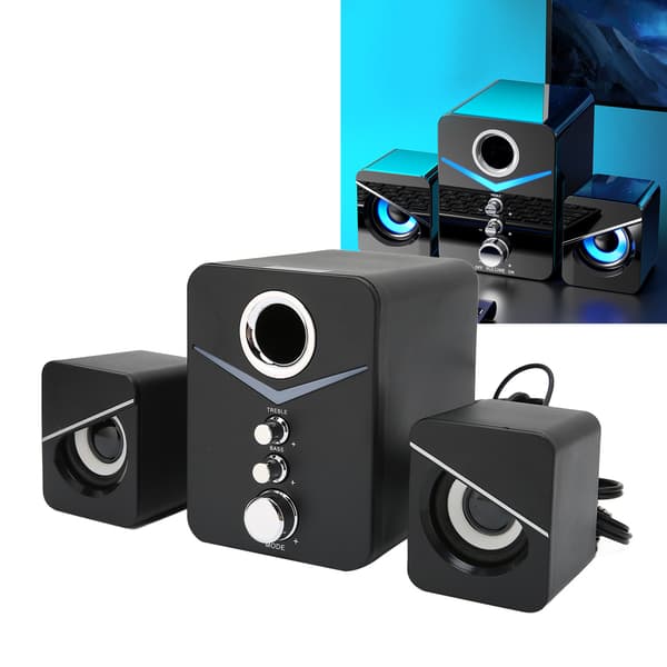 Bluetooth PC-högtalare 2.1 Deep Bass Mini Skrivbordsljud för bröllopsfest, svart
