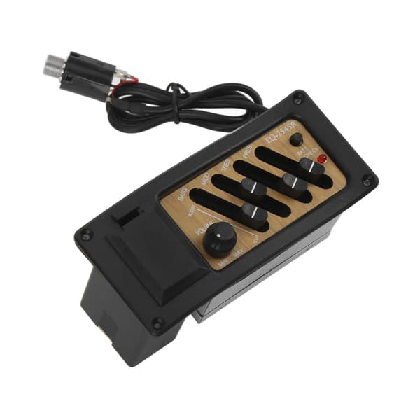 Akustisk Guitar Piezo Pick-Up Pre-Amp 4-Bånds EQ Equalizer System Trækornsfarve 7545R