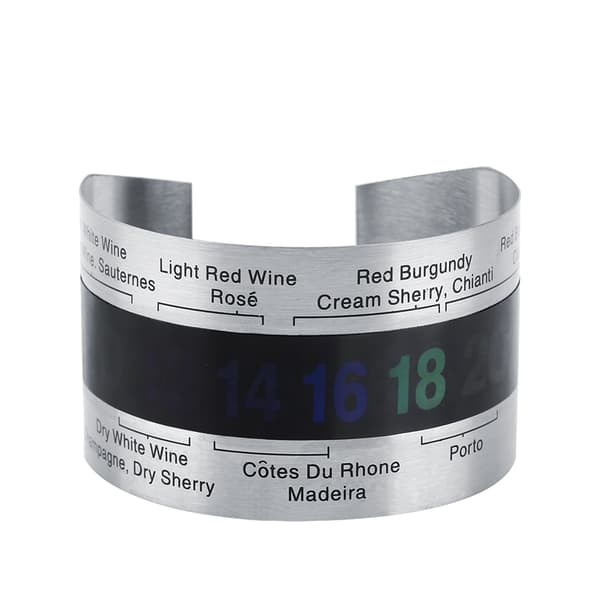 Vinflasketermometer i rustfrit stål med LCD-display, til øl og rødvin, armbåndstemperatursensor