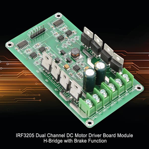 IRF3205 Dual Channel DC Motor Driver Board Module H-bro med bremsefunktion