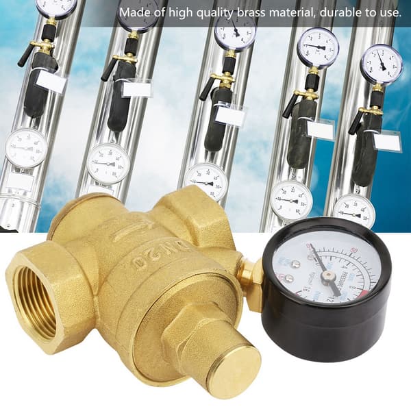 DN20 Justerbar Vattentrycksregulator i Mässing med Manometer