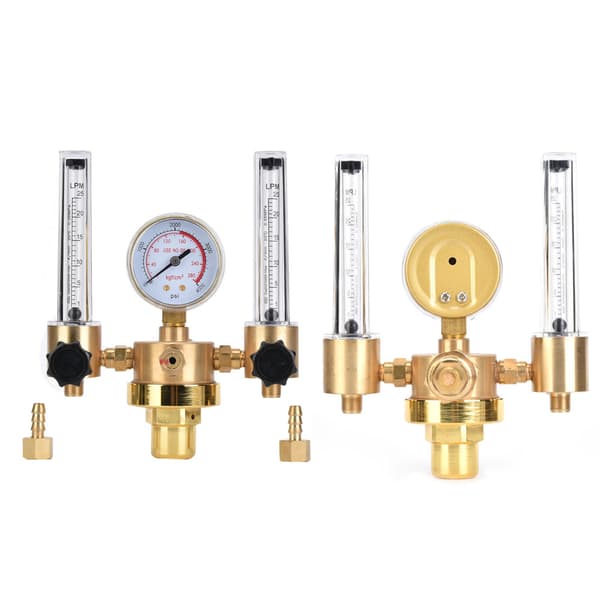 Dobbelt rør Argon Regulator Flowmeter Gastrykreduktion G5/8 udvendigt gevind til svejsning