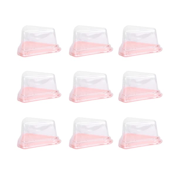 100 st triangulär tårthållare transparent PET-matmuffin förpackningsbehållare rosa