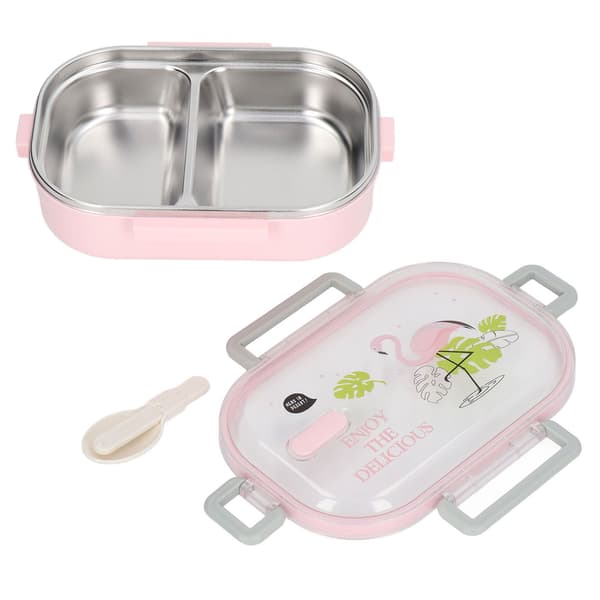 304 Rostfritt Stål Lunchlåda Fackfoder Termisk Isolering Bento Lunchlåda Illustrationsstil Läckagesäker Behållare för Studenter Barn Trans