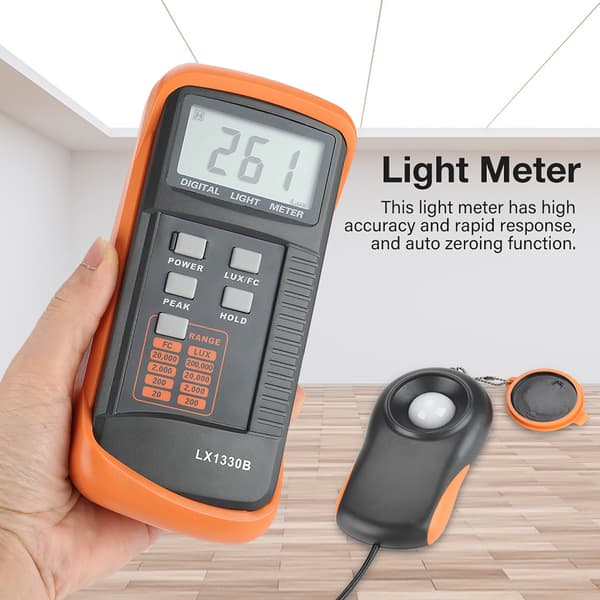 LX1330B Digital Luxmeter LCD Display Lysmåler 0-200.000 Lux Test Illuminometer