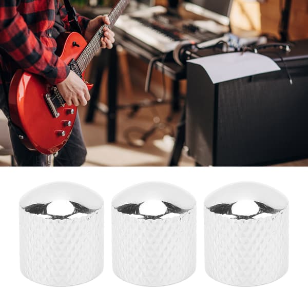 3-pack elgitarrknopp elegant utseende hållbar metall universell gitarrpotentiometer ersättningsknopp silver för bas