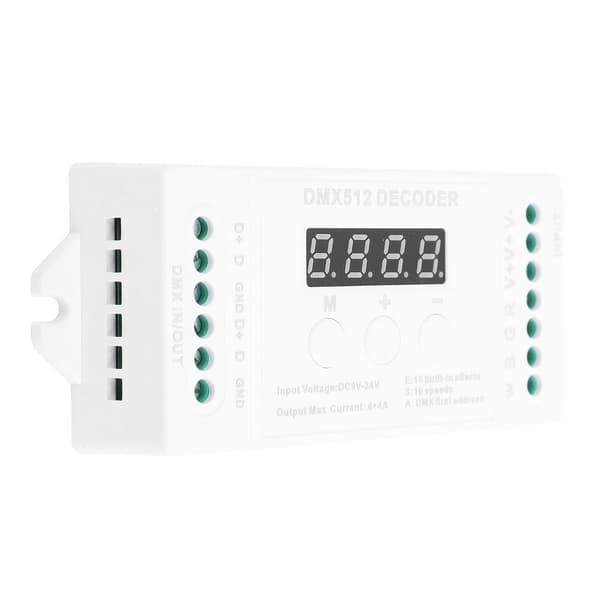 Kompakt 4-kanals digital skærmdekoder 15 forudindstillede effekter 9-24V DC-controller til RGBW LED-belysning