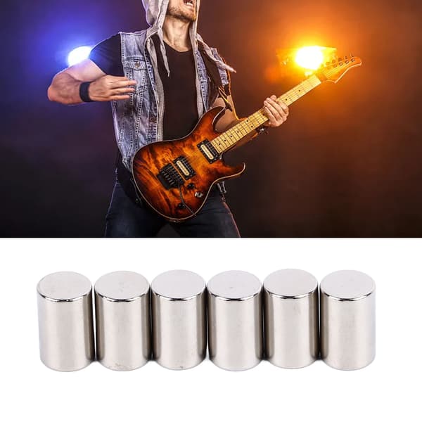 6 st elgitarr pickup polepieces, metallstavar för reparation av basgitarrhårdvara