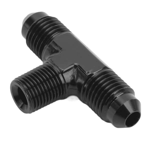 3-vejs AN4 til 1/8 NPT T-adapterfitting, sort anodiseret aluminiumslegeringsforbindelse