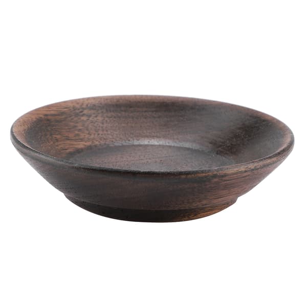 Solid mörk träfruktbricka rund matserveringsbricka te dessert tårta tallrik (7,5 cm)