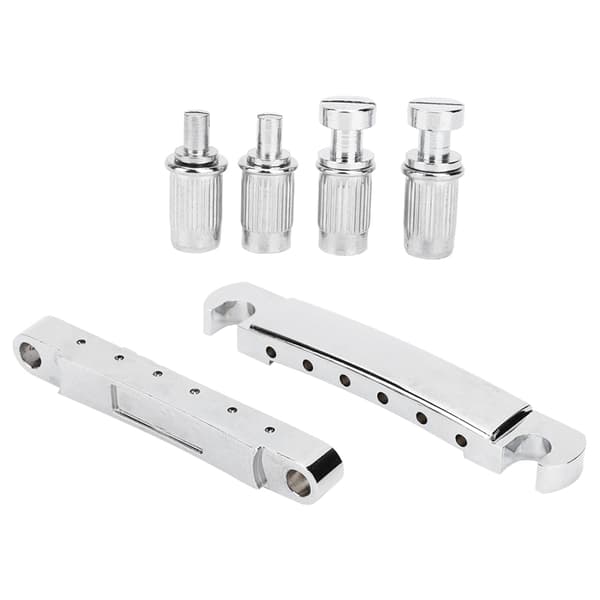 Premium Silver Gitarrstallset för Elgitarr med 1 Stallhuvud & 4 Skruvstänger