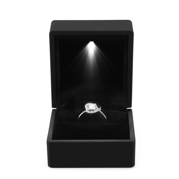 Trendig LED-upplyst ringförvaringslåda Smyckesdisplayfodral Present Svart