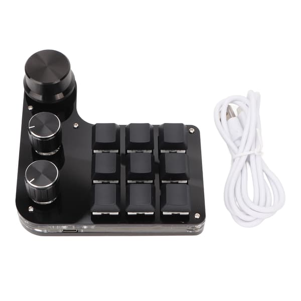 RGB Baggrundsbelyst Mini Makro Pad 9 Taster 3 Knapper Blå Switch USB Programmerbart Gaming & Kontor Tastatur