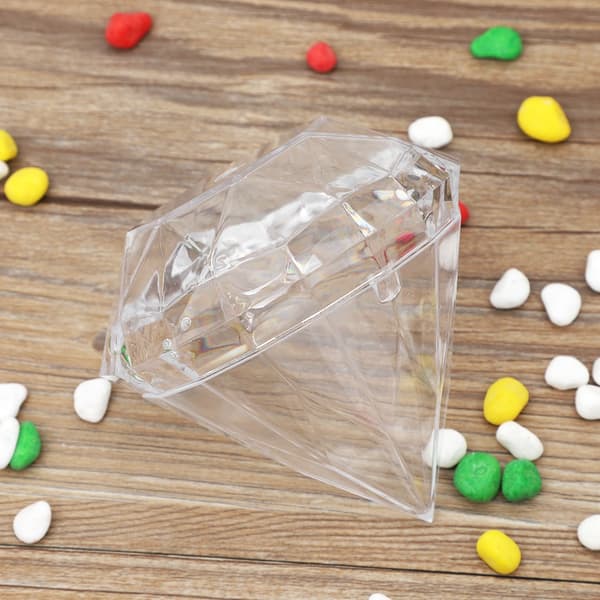 12 st Bröllopsfest Hem Diamantformade Transparenta Plast Lyckogodisaskar