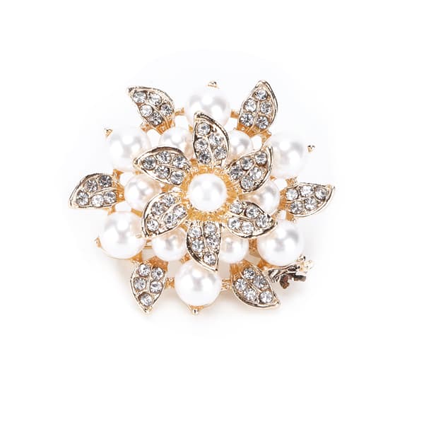 Guldblommig pärlbrosch för kvinnor Elegant presentklädesaccessoar